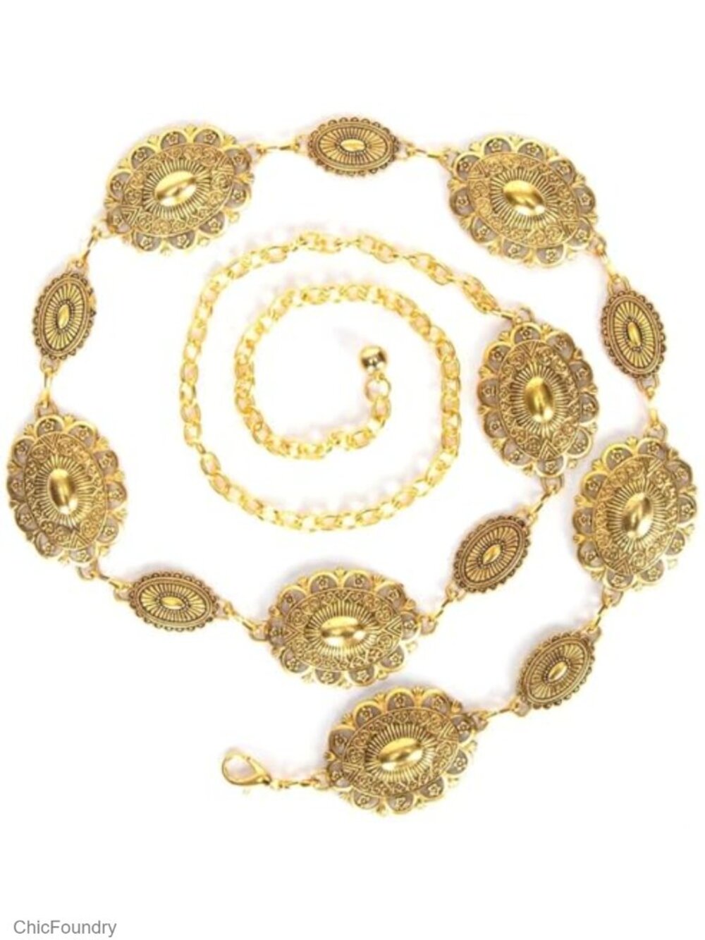 Western Gold Chain Belt Cowgirl Concho Belts for Women Dresses Jeans